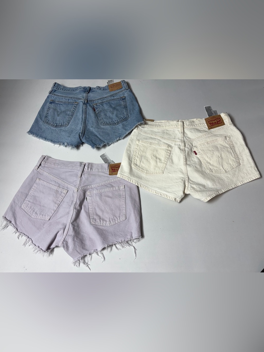Levi’s 501 Jean shorts women size 31 off white ,blue,lavender button fly - Picture 2 of 15